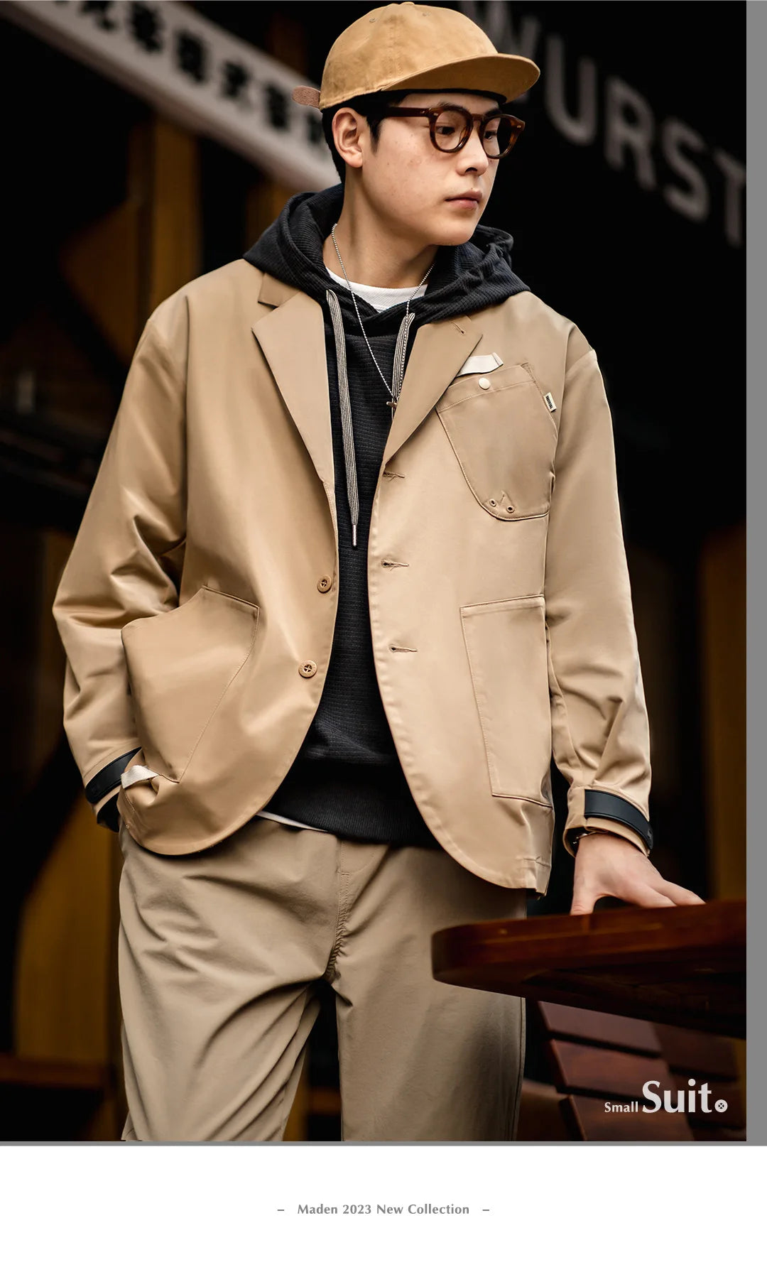 Herren Frühlingsjacke Lässig Einreihiger Blazer Reverskragen Mehrere Taschen Vintage