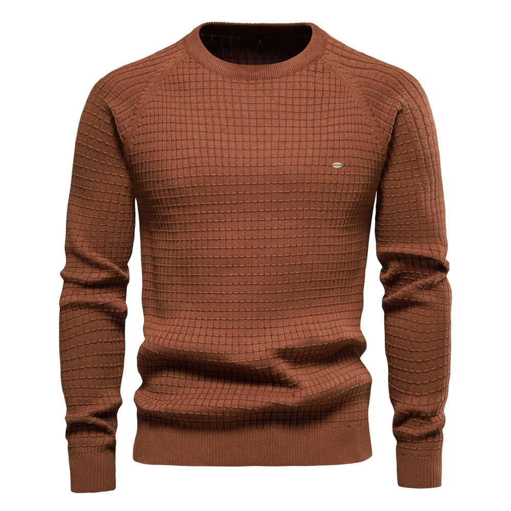 Männer Pullover aus 100 Prozent Baumwolle in solider Farbe für Herbst und Winter
