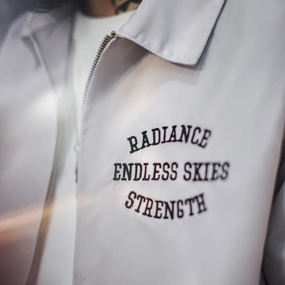 Herren Coach Jacke Vintage Gestickte Buchstaben Reißverschluss Notch-Revers Lässige Oberbekleidung