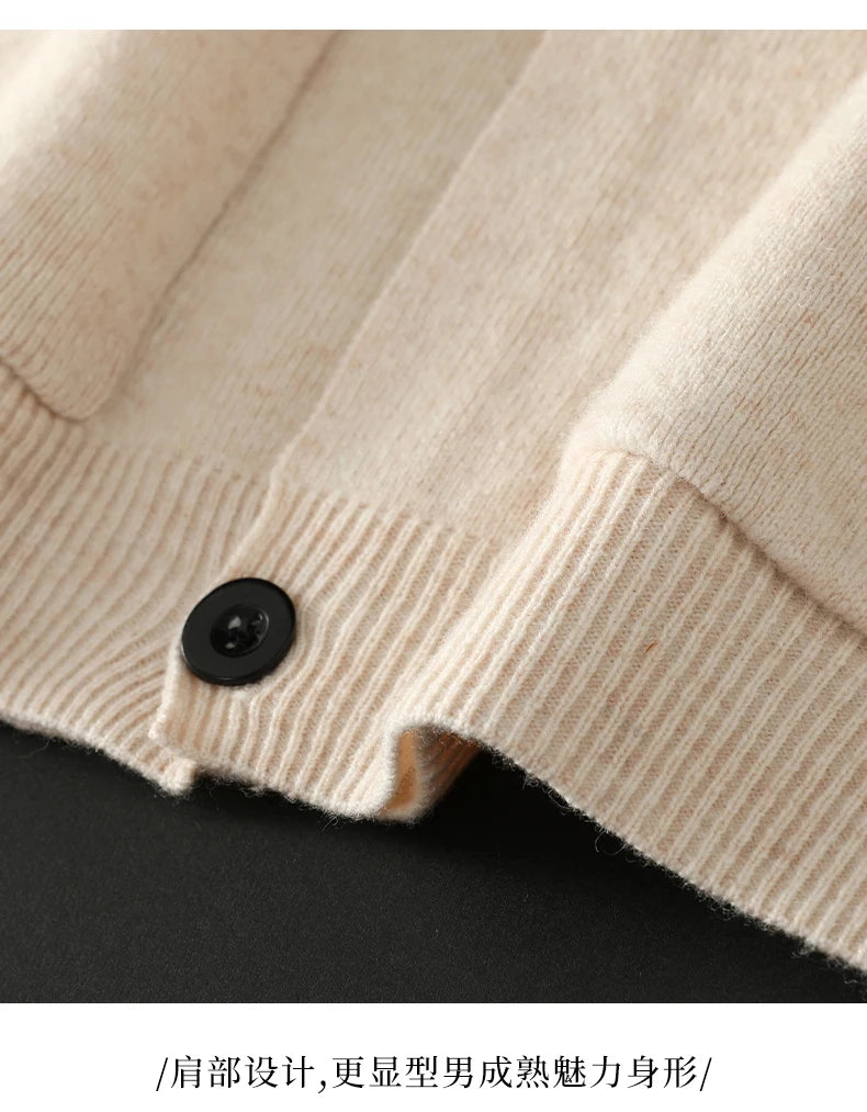 2024 neue Mode Wolle Strickjacke Mantel Top Herren Revers Business Casual Strickpullover Trend Hot Frühling und Herbst gestreift Langarm