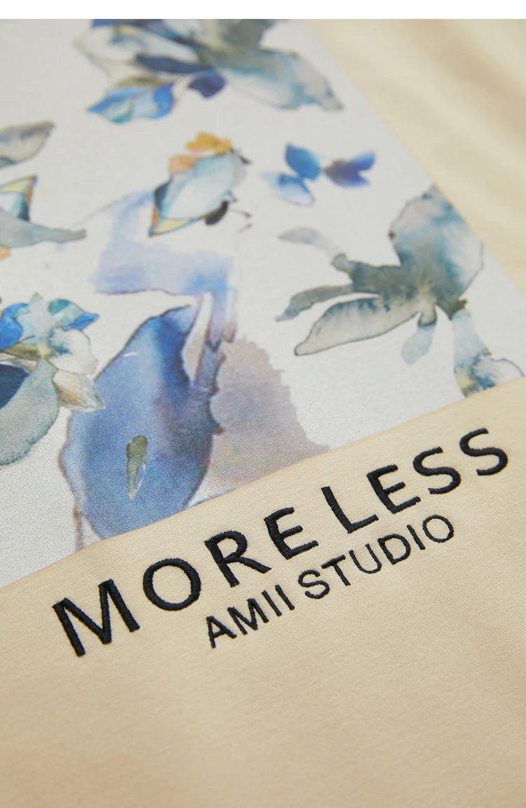 Damen T-Shirts im Minimalismus-Stil mit lässigem O-Neck und Blumen-Druck