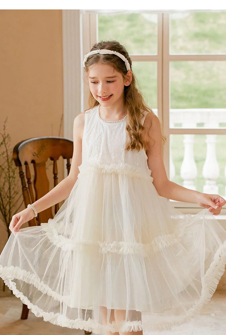 Ärmelloses Sommerkleid für Mädchen in Hellgelb – ideal für Geburtstage, Hochzeiten und festliche Anlässe