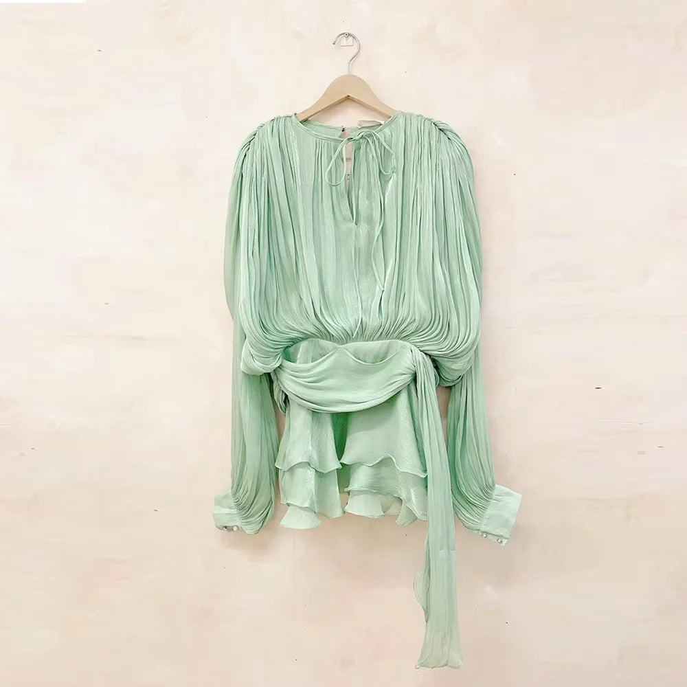 Elegantes Damen-Tunikakleid mit Rundhalsausschnitt, langen Ärmeln und Patchwork-Design