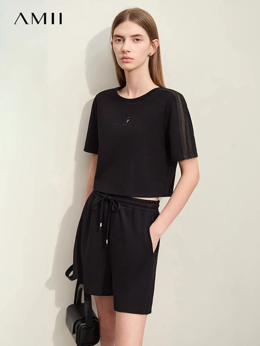 Damen Shorts im lässigen Stil mit Aushöhlung und elastischer Taille