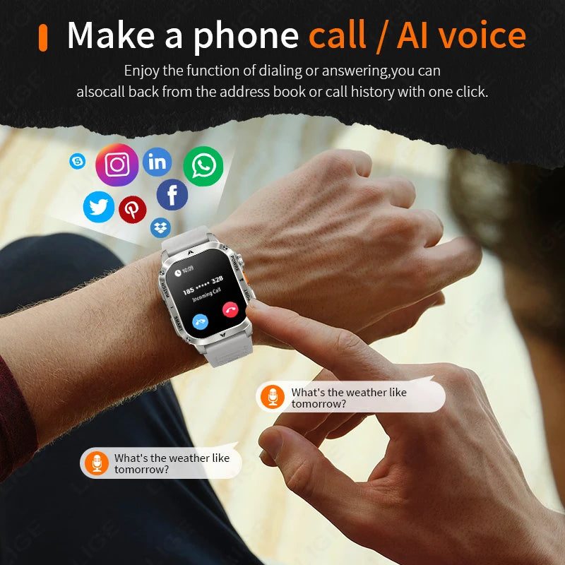 Herren Smartwatch mit IP68 wasserdichtem Design und Gesundheitsmonitor-Funktionen
