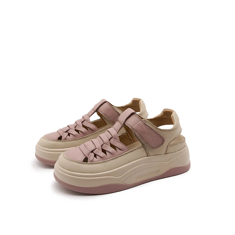 AIYUQI 2025, neue frauen turnschuhe schuhe Sommer dicken sohlen hohl frauen sandalen Große-größe casual schwein käfig weibliche schuhe