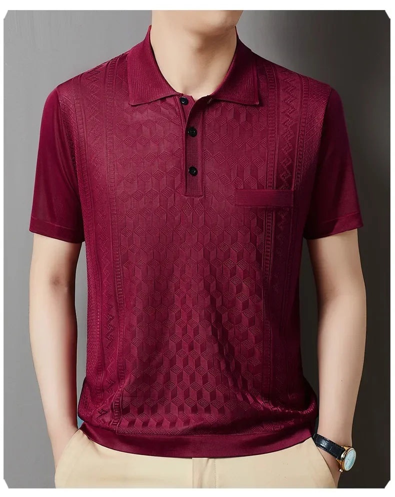 Kurzes Herren-Poloshirt mit Perlenkragen – ideal für Sport und Freizeit im Sommer