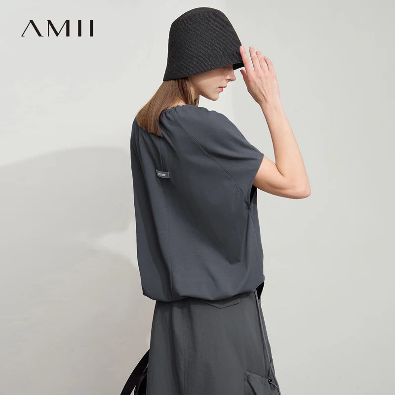 Minimalistisches Damen-Sommer-Top mit U-Ausschnitt und Hohldesign – figurbetontes Strickshirt mit kurzen Ärmeln für den Alltag