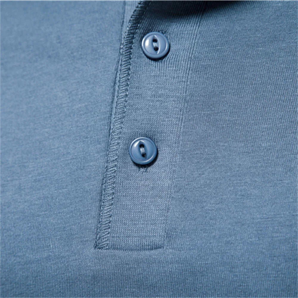 Herren Langarm T-Shirt mit Button-Down-Henley-Kragen aus hochwertiger Baumwolle