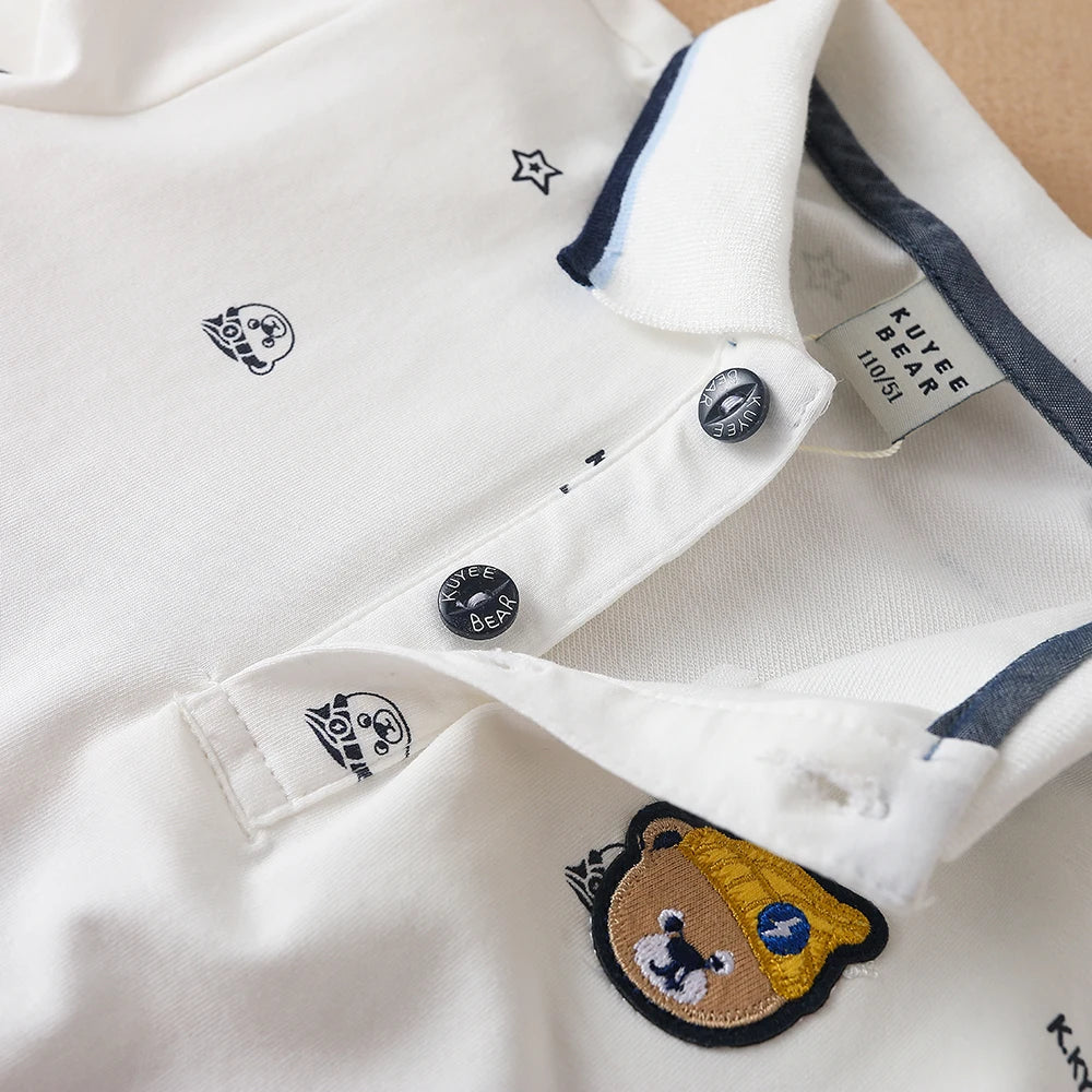 Jungen Polos hirt neue hochwertige Baumwolle Frühling Herbst Langarm Cartoon bestickte Top Kinder Freizeit kleidung