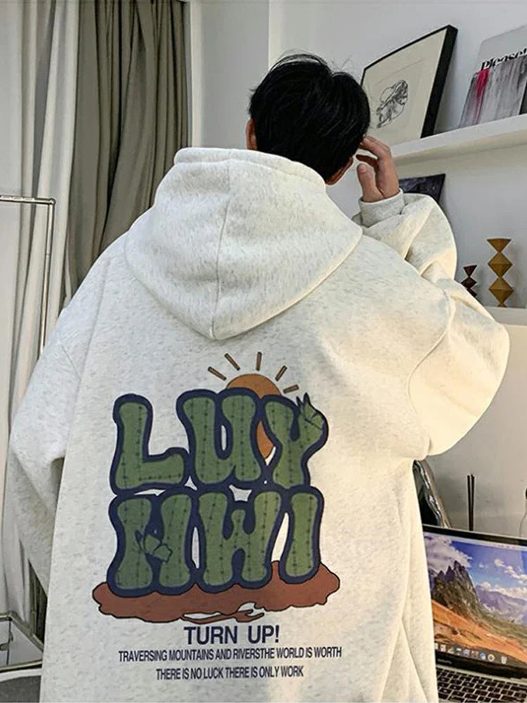 2025 neue Brief Grafik Hoodies männer Elegante Vintage Baumwolle Fleece Mit Kapuze Sweatshirts Herbst Frauen Y2K Streetwear Hoody Kleidung