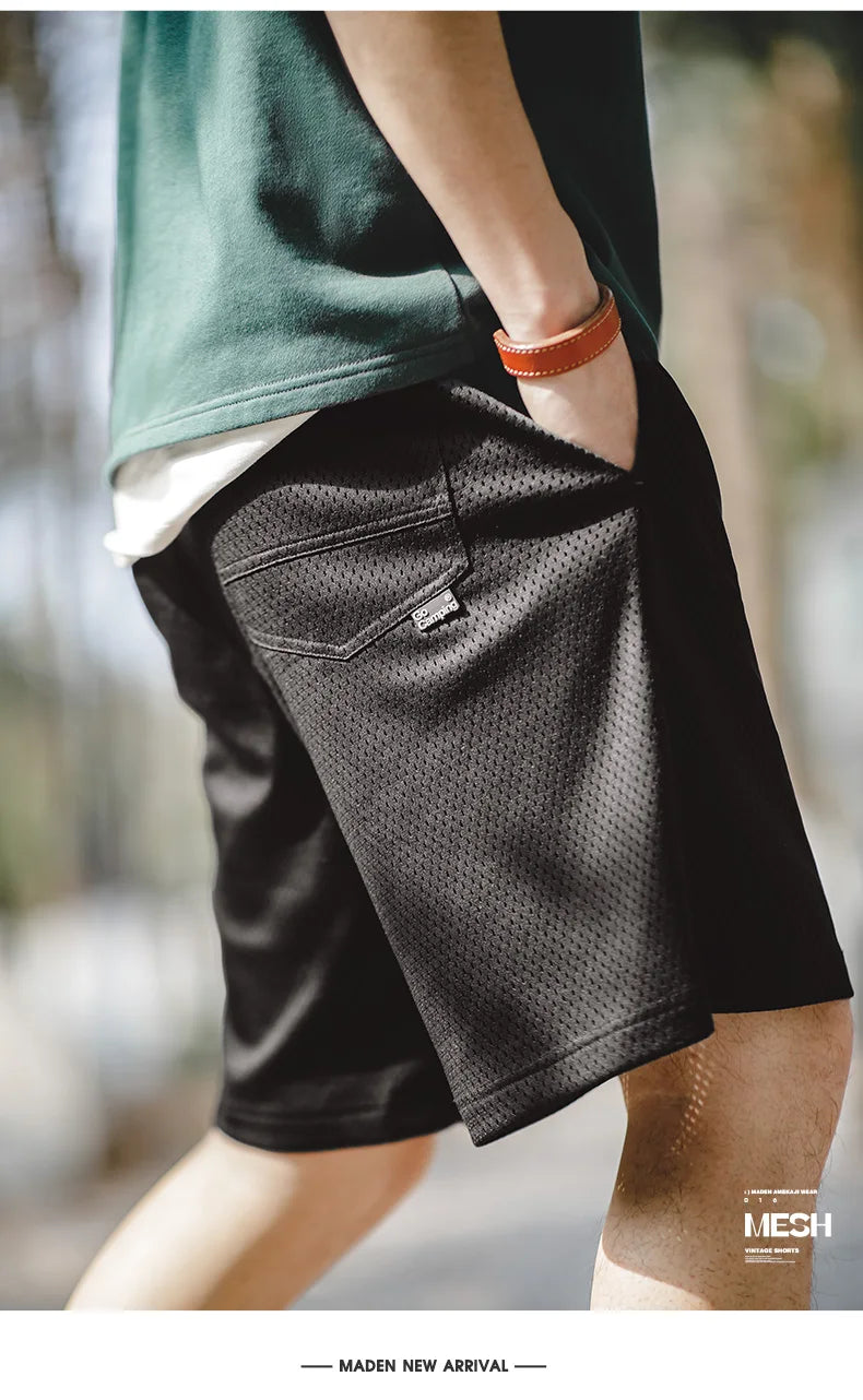 Herren Basketball Shorts aus Mesh für Sommer mit elastischem Bund und Taschen