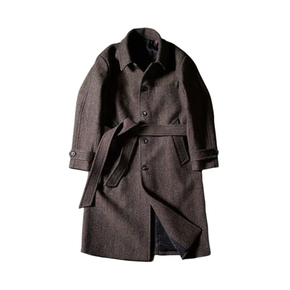 Herren Mantel im Vintage-Stil aus Fischgräten-Tweed für elegante Anlässe