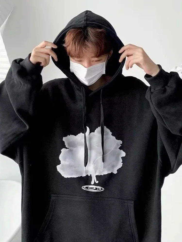 Herbst Hip Hop Übergroßen Pullover Hoodies Für Männer Goth Harajuku Wolke Grafik Mit Kapuze Sweatshirts Y2K Vintage Streetwear Hoody
