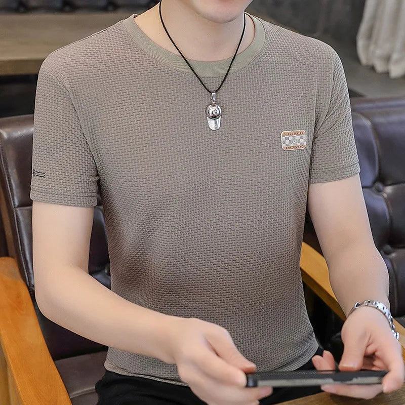 Herren T-Shirt aus mercerisierter Baumwolle mit kurzem Arm und Rundhalsausschnitt
