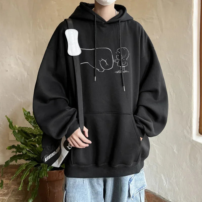 Herbst Cartoon Kawaii bedruckte Hoodies für Männer neue y2k Streetwear übergroße Pullover Sweatshirts Hombre Fleece Hoody Kleidung