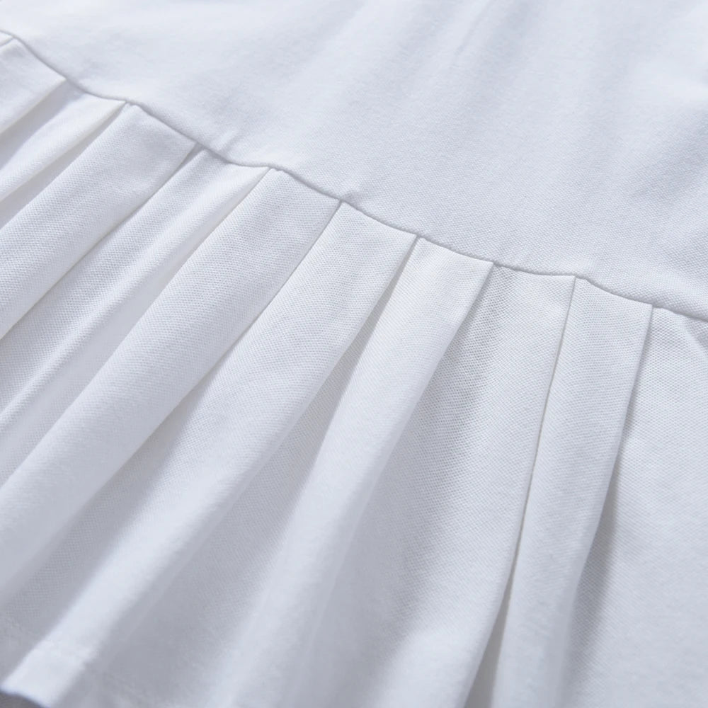 Kleinkind-Mädchenkleid im Alter von 2–6 Jahren, gelber Kragen, Sommer-Baumwollkleidung für Kinder, süßes lässiges Outfit