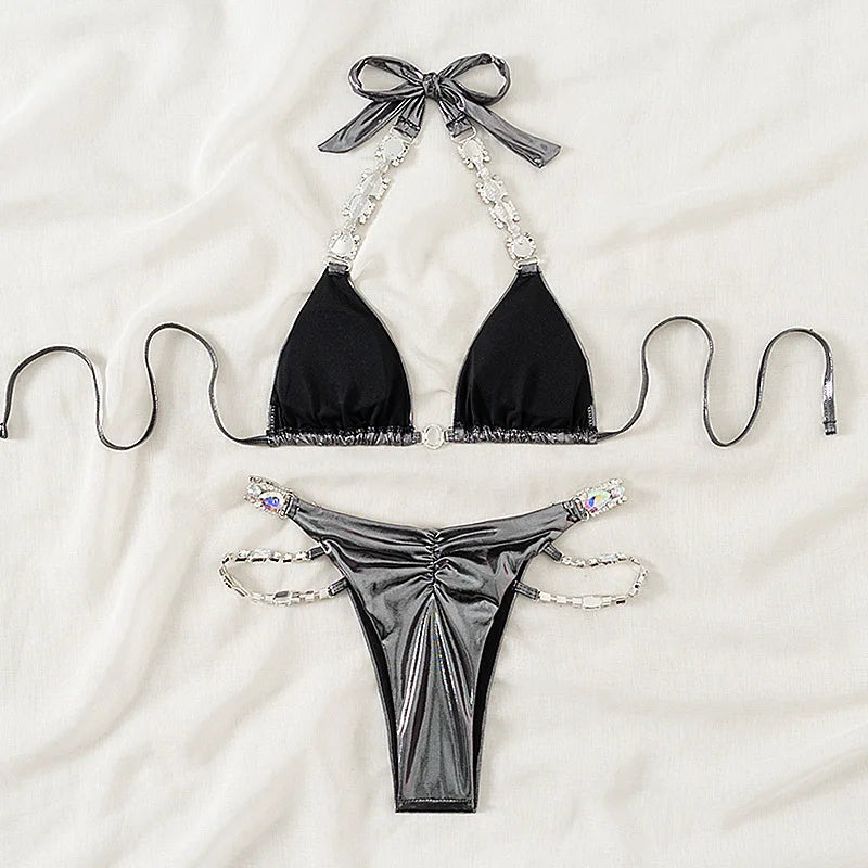 Sexy Bikini-Set in Pink mit Push-up für Damen – ideal für Strand und Pool