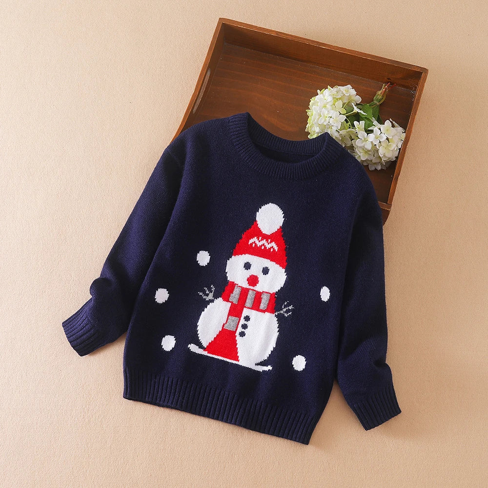 Baby Kinder Pullover Strick Pullover Kleidung Herbst Winter weiche Wolle Kleidung Weihnachten Sweatshirts Jungen Mädchen Schneemann Outfit