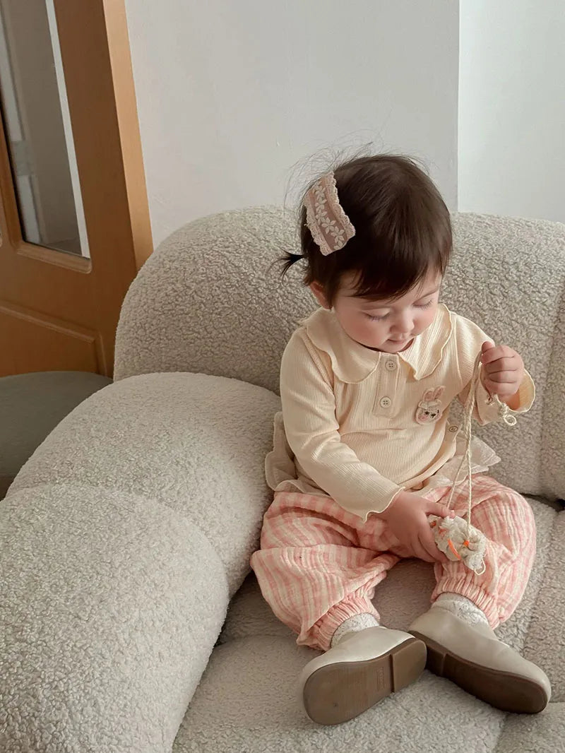 Mädchen Hemd mit süßem 3D Bunny und Kragen für Kinder von 9M bis 5T