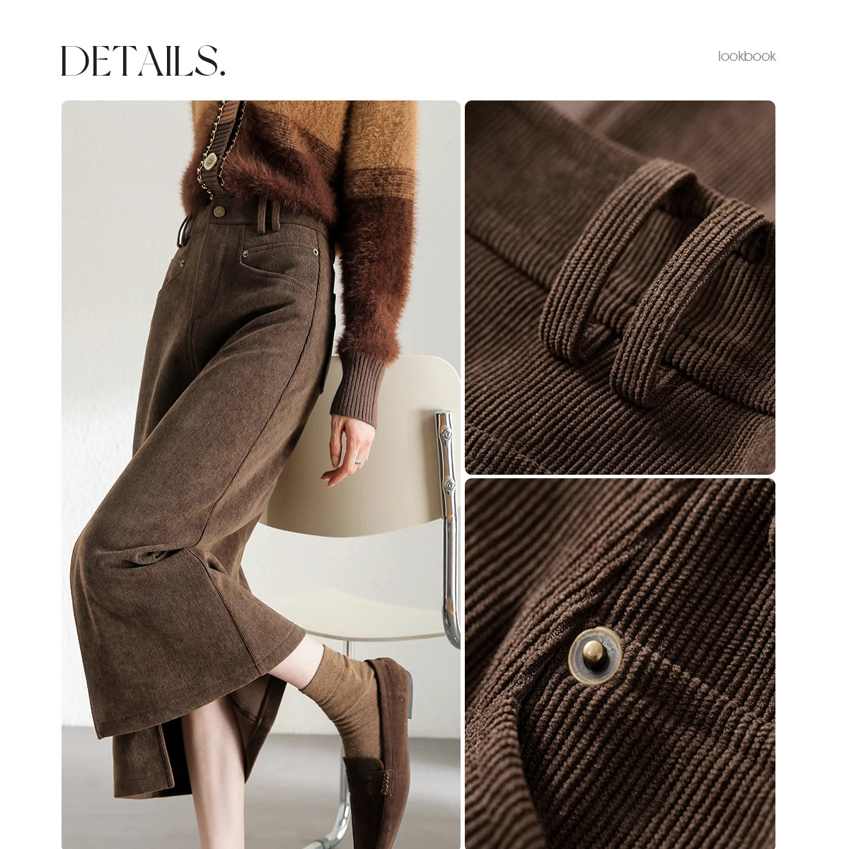 Damen Midi Cord-Rock mit Schlitz am Saum für elegante Büro-Outfits