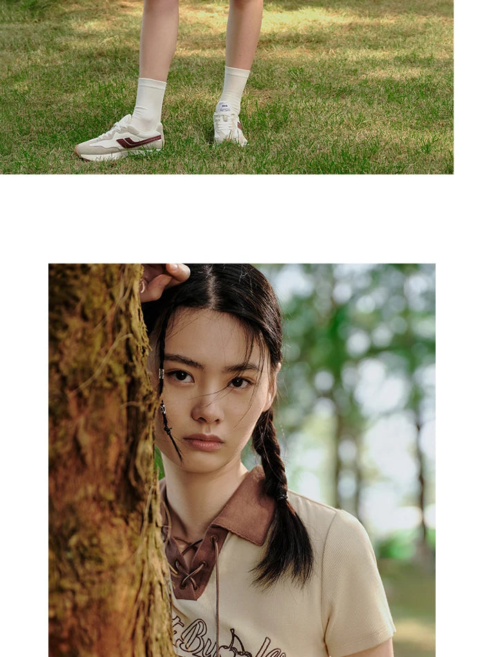 Semir Polo Shirt Frauen Kurzarm Frühling bestickt süß cool Retro Sommer T-Shirt neue Kontrast farbe enges Polo-Shirt