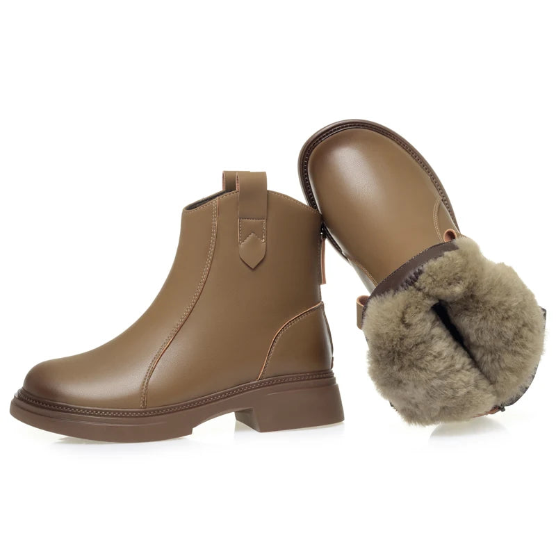 Damen Schnee Stiefel aus Faux Pelz mit rutschfester Sohle und Reißverschluss