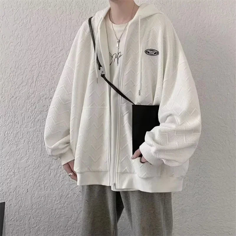 Herren Sweatshirt im Koreanischen Stil mit Kapuze und Taschen