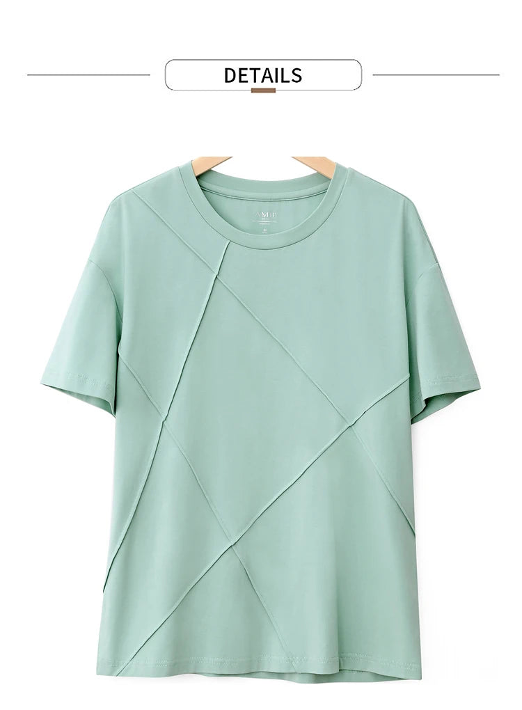 Damen T-Shirt im minimalistischen Sommerstil aus losem Stretch-Material
