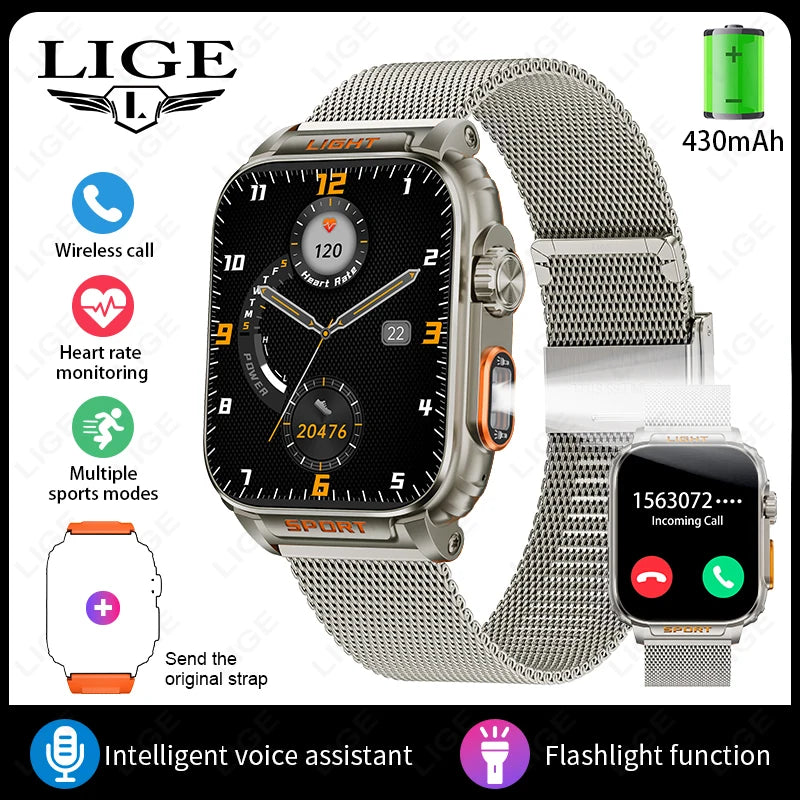 LIGE Neue 1,91 Zoll HD Smart Uhr Bluetooth Anruf 430 Mah Große Batterie Sport Fitness Tracker Smartwatch Band Für Huawei Xiaomi