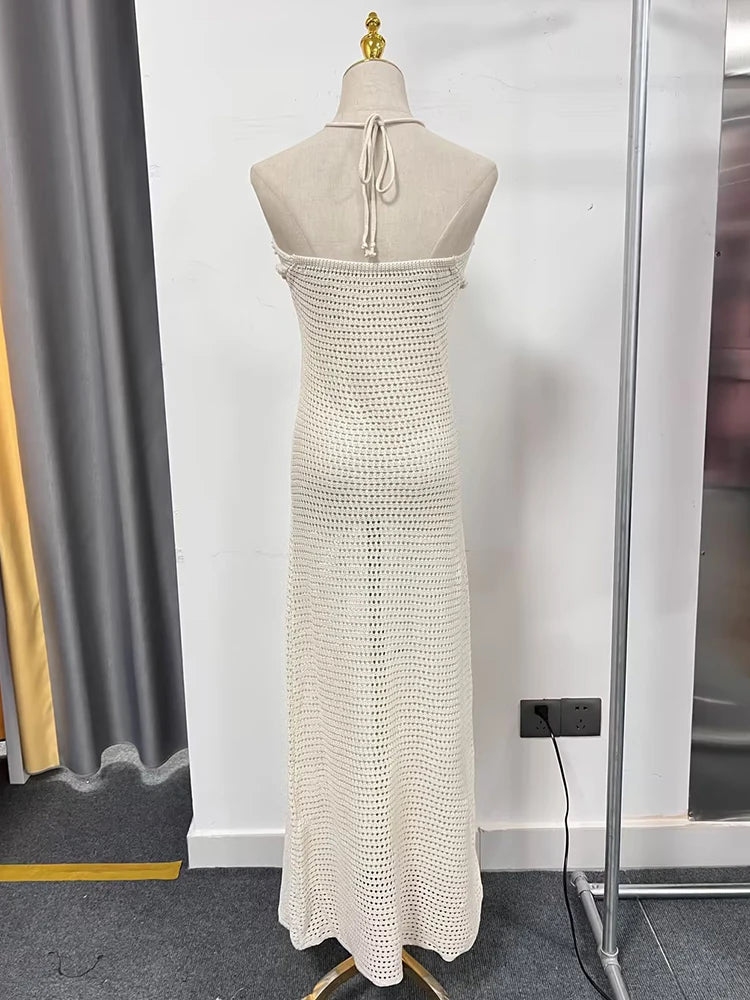 Elegantes Damen-Midikleid mit Rundhalsausschnitt und langen Ärmeln im Patchwork-Design mit Diamantenmuster