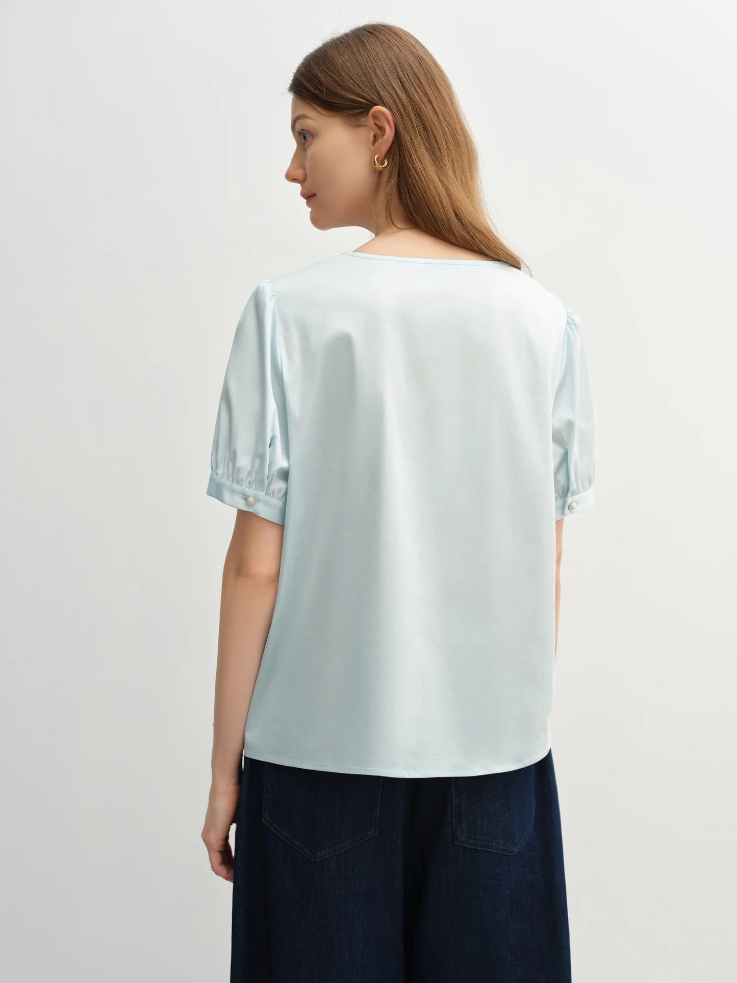 Lässige Damen-Bluse aus Lyocell mit Blumenärmeln und lockerem Schnitt – vielseitiges Sommer-Oberteil