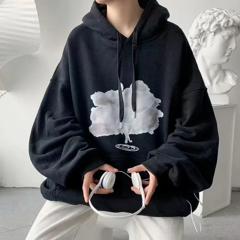 Herbst Hip Hop Übergroßen Pullover Hoodies Für Männer Goth Harajuku Wolke Grafik Mit Kapuze Sweatshirts Y2K Vintage Streetwear Hoody