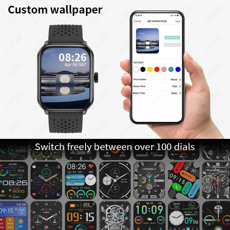 LIGE Neue Outdoor-Sport GPS Smart Uhr Männer 1,83 "HD Bildschirm Machen Erhalten Telefon Anrufe Gesundheit IP68 Wasserdicht Mann smartwatch 2025
