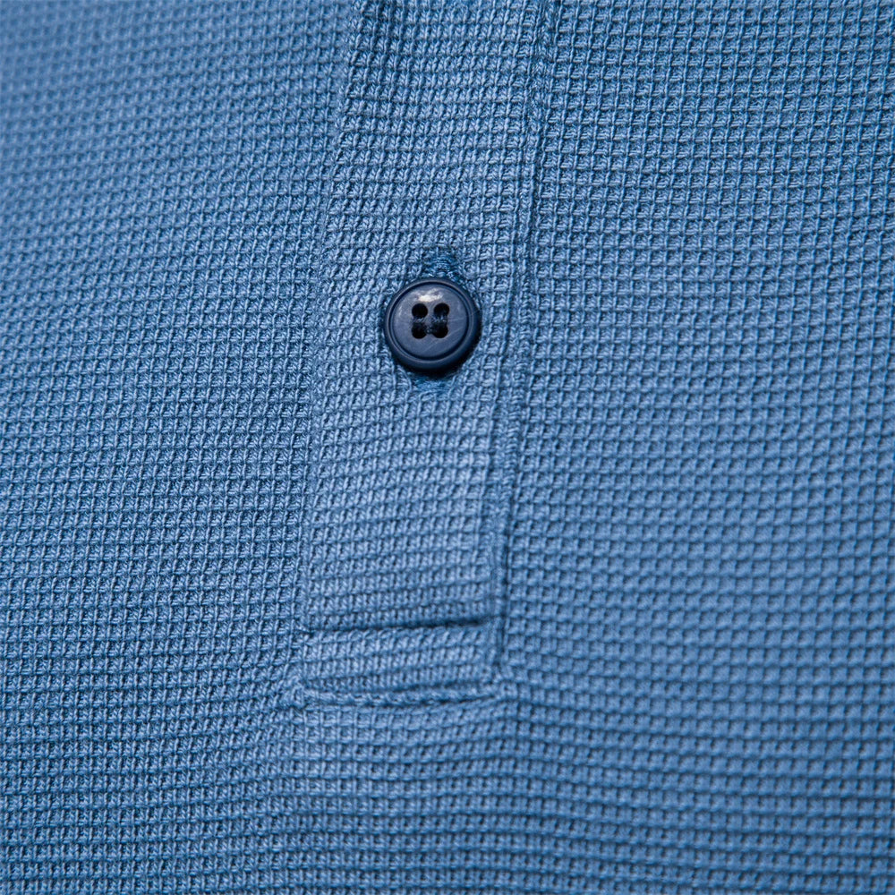 Herren Langarm Waffel Henley T-Shirt in fester Farbe für den Herbst