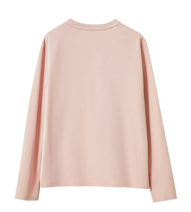 Damen T-Shirt im Minimalismus-Stil mit Kunstdruck und Stickerei für den Herbst