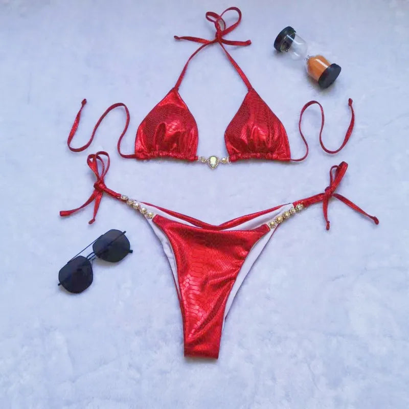 Dreiteiliger Damen-Bikini im brasilianischen Stil – ideal für Strand und Pool