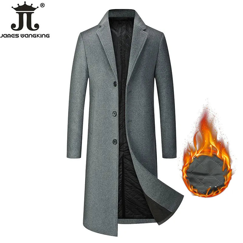Langer Wollmantel für Herren – Klassischer Winterstil