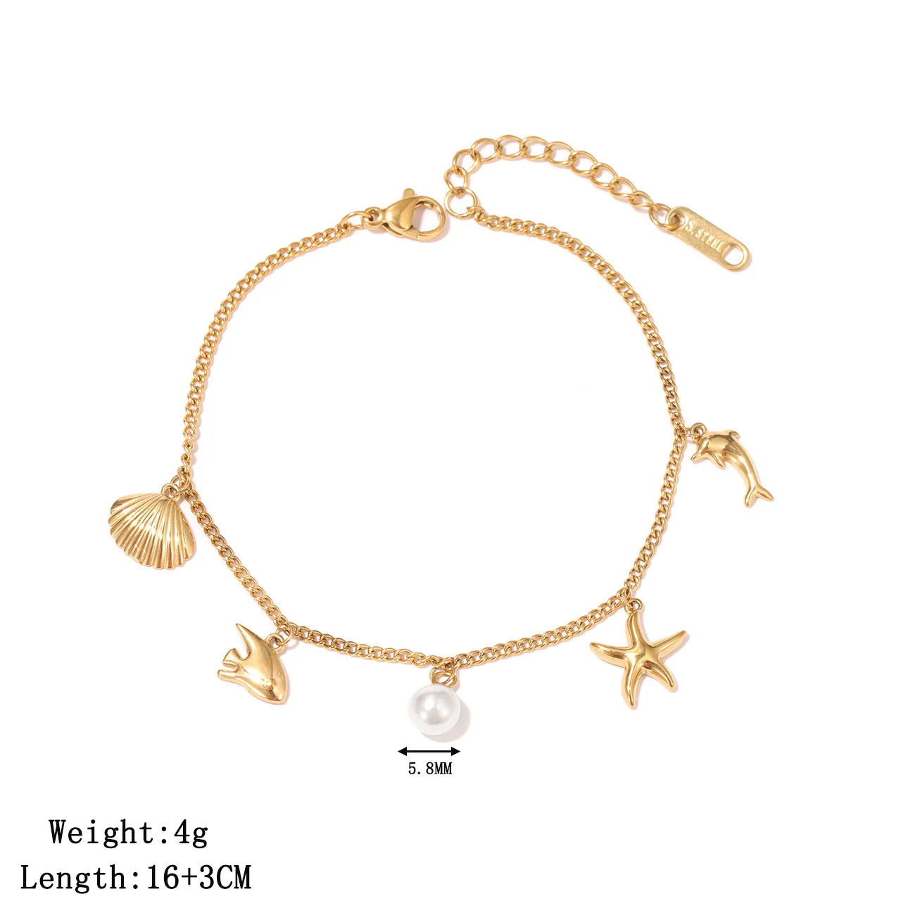 Damen-Charm-Armband mit Ozean-Motiven aus Edelstahl