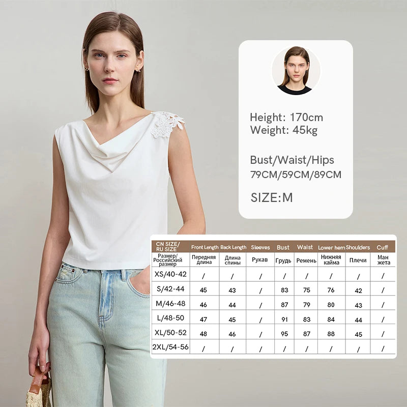 Damen Casual-T-Shirt im minimalistischen Stil mit Swing-Kragen und ärmellos
