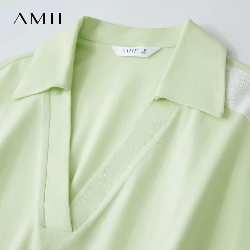 Damen T-Shirts im minimalistischen Stil mit neuem V-Ausschnitt und kurzen Ärmel