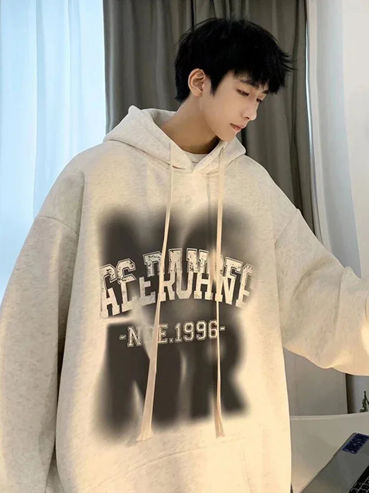 Herren Hoodies mit Goth Brief Drucken und Kapuze im Vintage-Stil