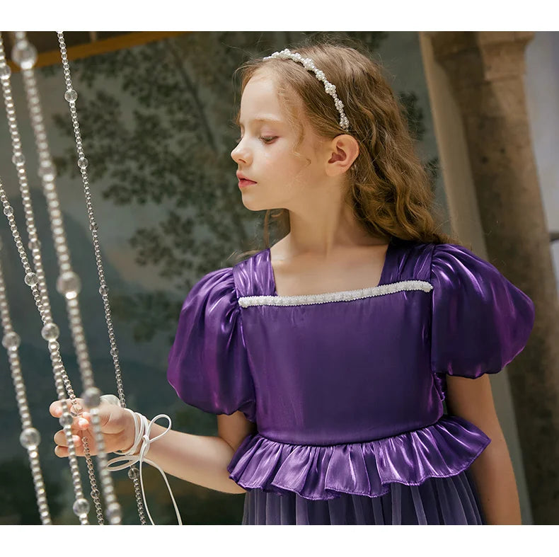 Ärmelloses Sommerkleid aus 100% Baumwolle in Grün für Mädchen – Prinzessinnen-Design, ideal für Geburtstagsfeiern, 80 cm