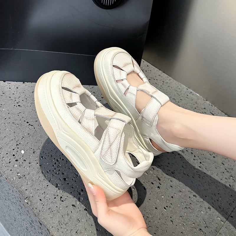 AIYUQI 2025, neue frauen sandalen Sommer dicken sohlen hohl frauen turnschuhe schuhe Große-größe casual schwein käfig weibliche schuhe