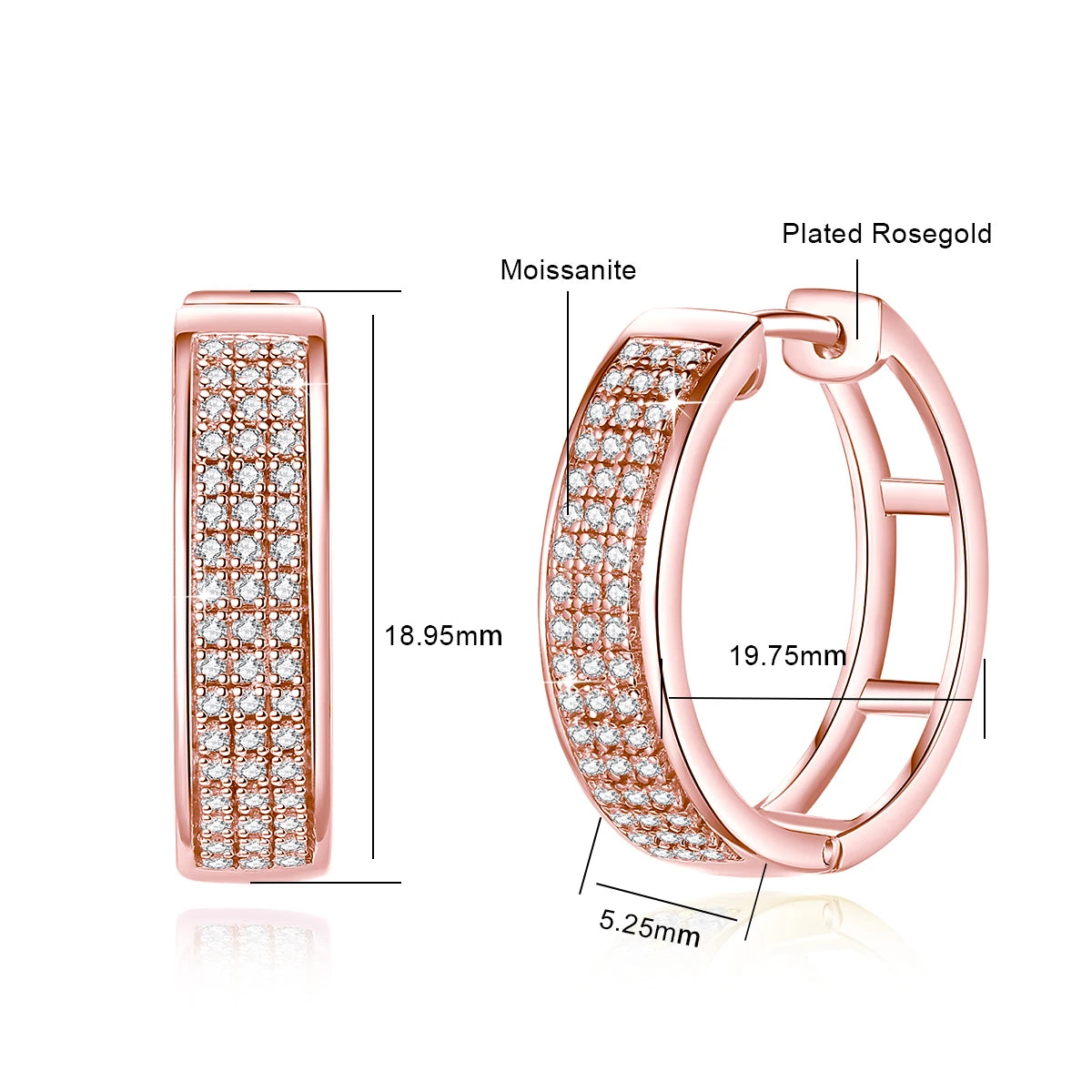 Damen-Creolen aus 925 Sterlingsilber mit Moissanit-Diamanten in D-Farbton VVS1 für Hochzeiten