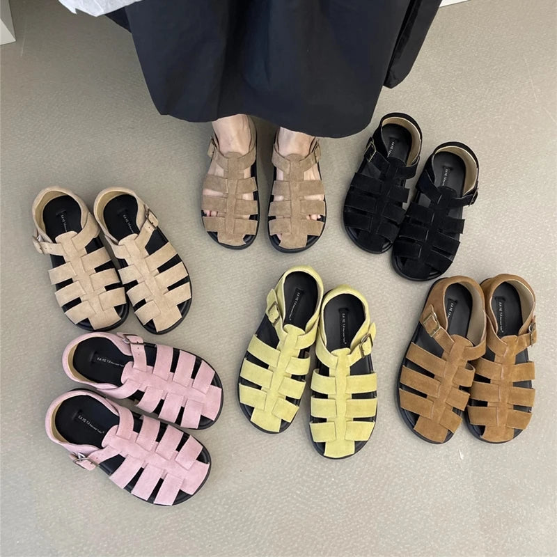 AIYUQI Damensandalen 2025, neue gewebte hohle römische Sandalen für Frauen, Sommer, große Schweinekäfig-weibliche Schuhe