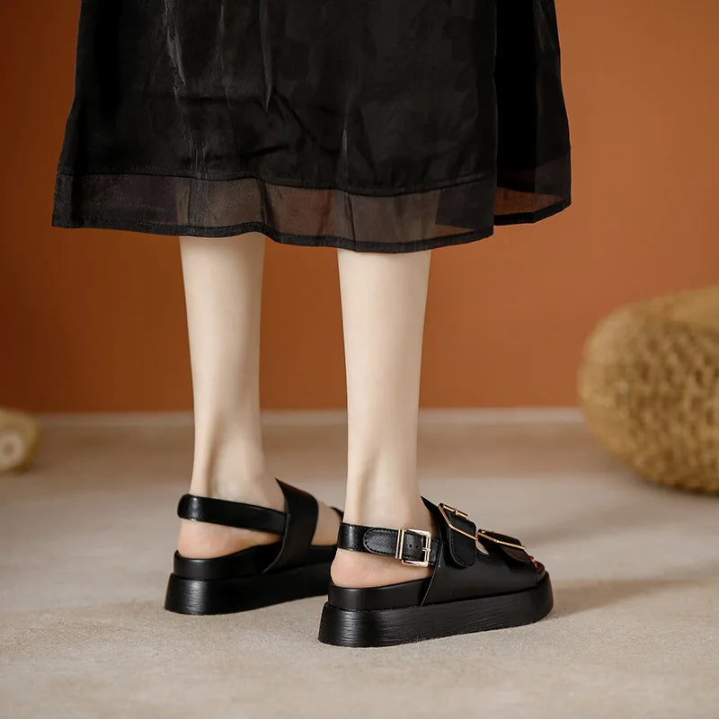 AIYUQI Frauen Sandalen Große Größe Sommer Neue Strand Sandalen Mädchen Dicke Sohle Mode Offene spitze Römischen frauen Schuhe