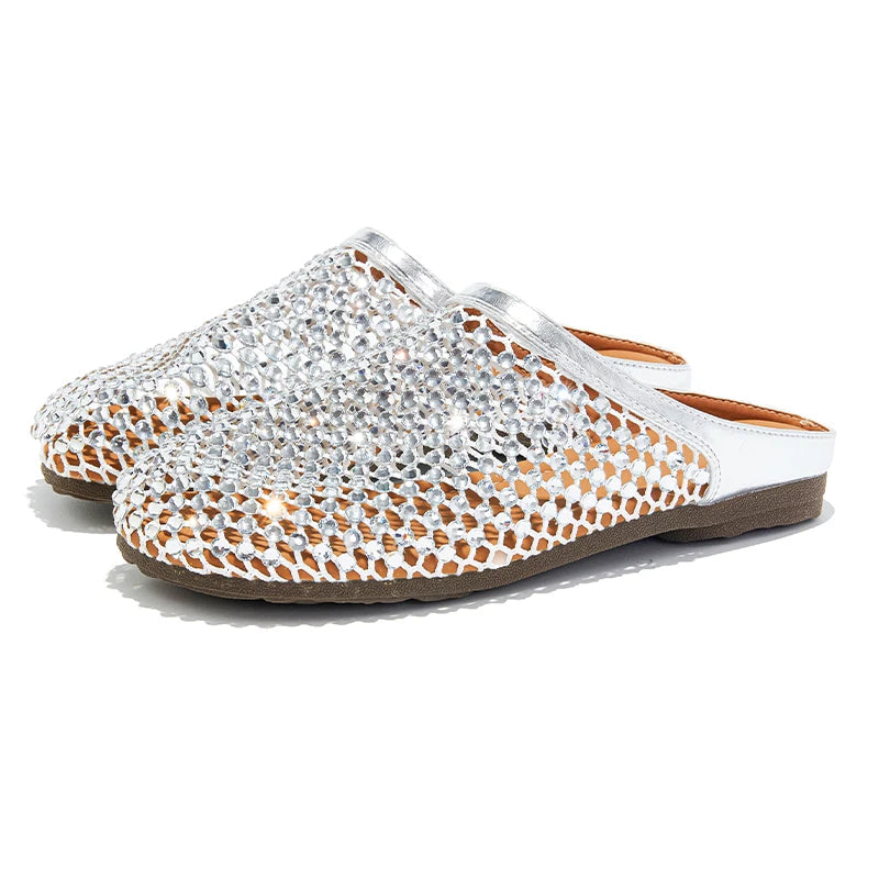 AIYUQI Frauen Geschlossene Zehen Hausschuhe 2025, Anti-slip Diamant Mesh Hausschuhe Für Frauen Große Größe Sommer Weibliche Schuhe