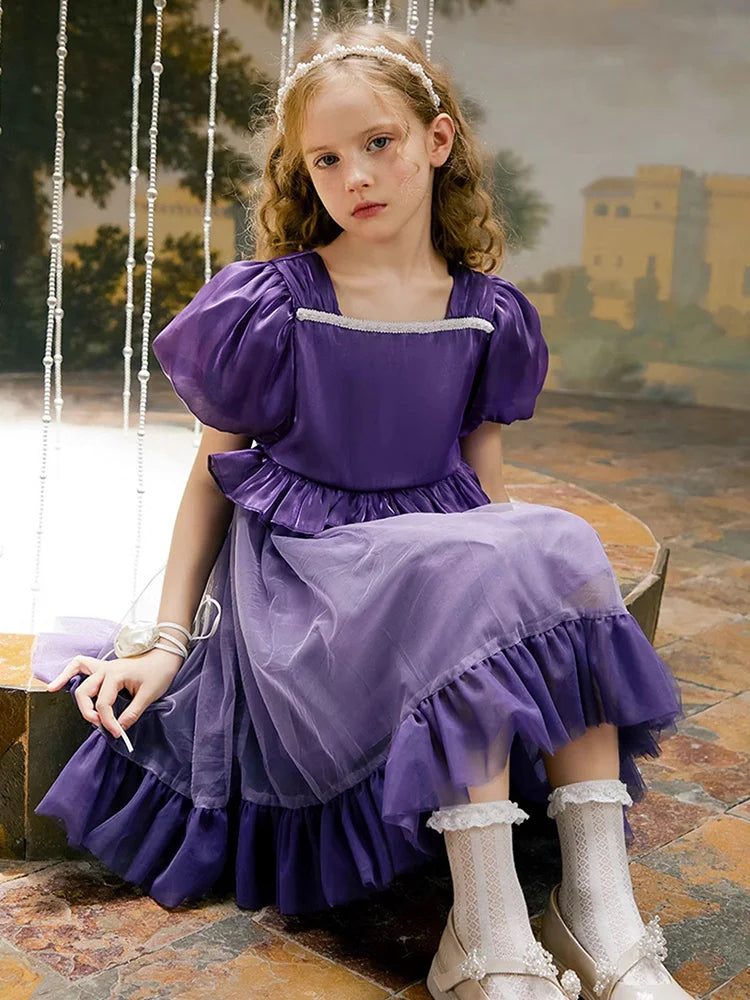 Ärmelloses Sommerkleid aus 100% Baumwolle in Grün für Mädchen – Prinzessinnen-Design, ideal für Geburtstagsfeiern, 80 cm