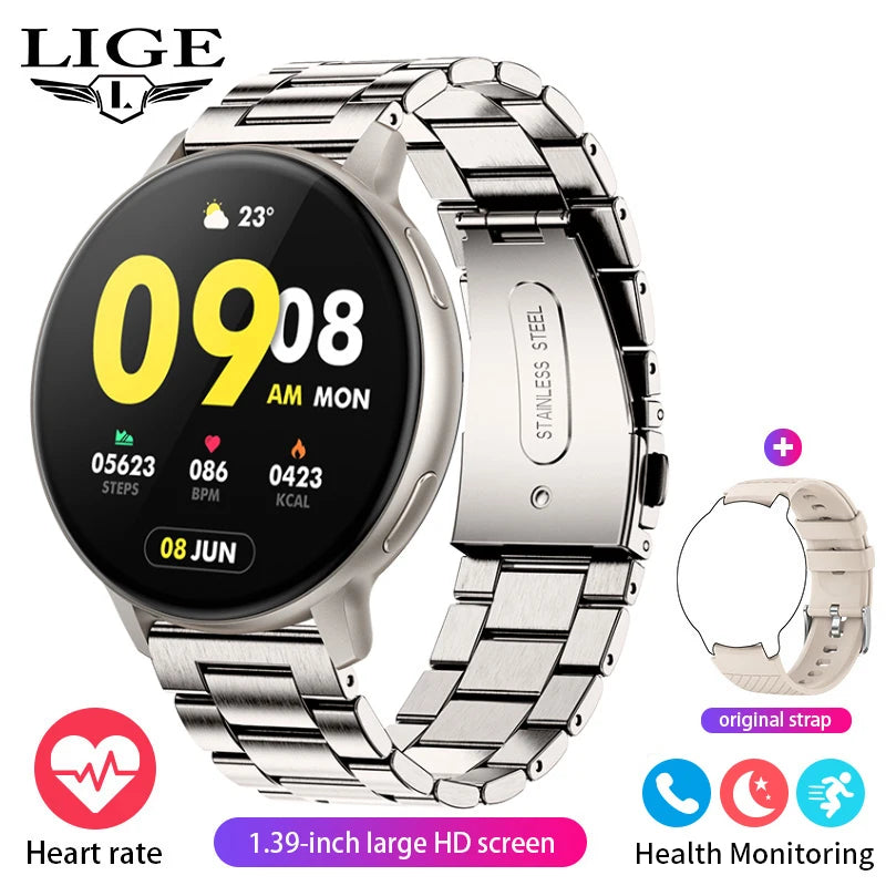 LIGE Neue Smartwatch mit Sprachanruf, 1,39 Zoll HD-Display, Smartwatch, Herzfrequenz-Gesundheitsüberwachung, Sport-Smartwatch für Männer und Frauen 2024